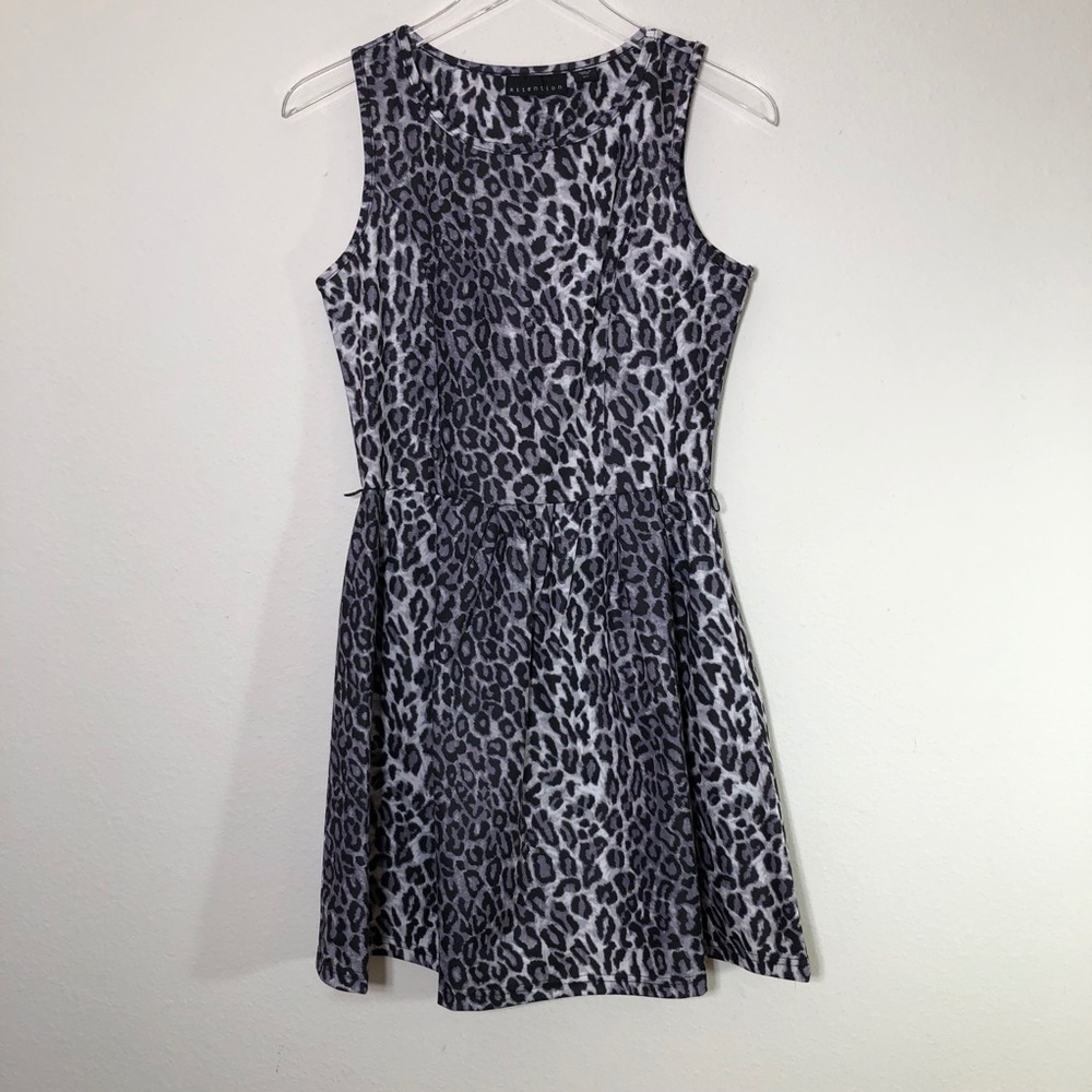 Black and White Leopard Print Skater Dress